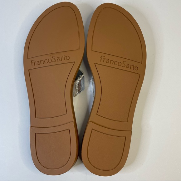 Franco Sarto Women Silver Metallic Goring Cushioned Geras Open Toes Slip On 6M - Picture 2 of 8